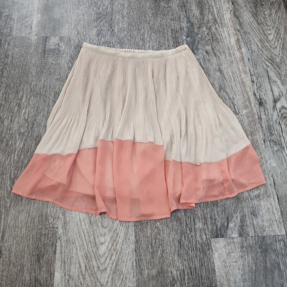LC Lauren Conrad Cream and Pink A-Line Skirt